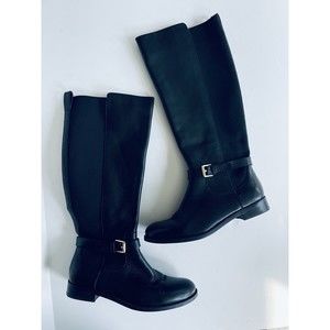 Lauren Ralph Lauren Boots 6.5 Barnehurst Black Riding Leather Gold Equestrian